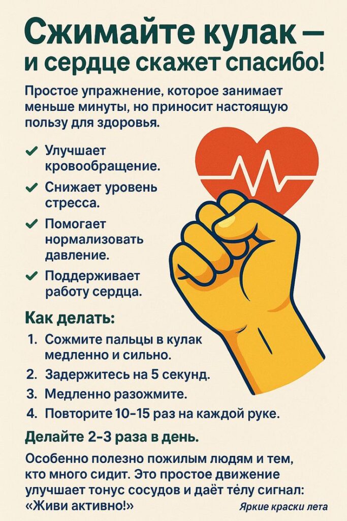 Упражнения со сжиманием кулака, для вашего сердца