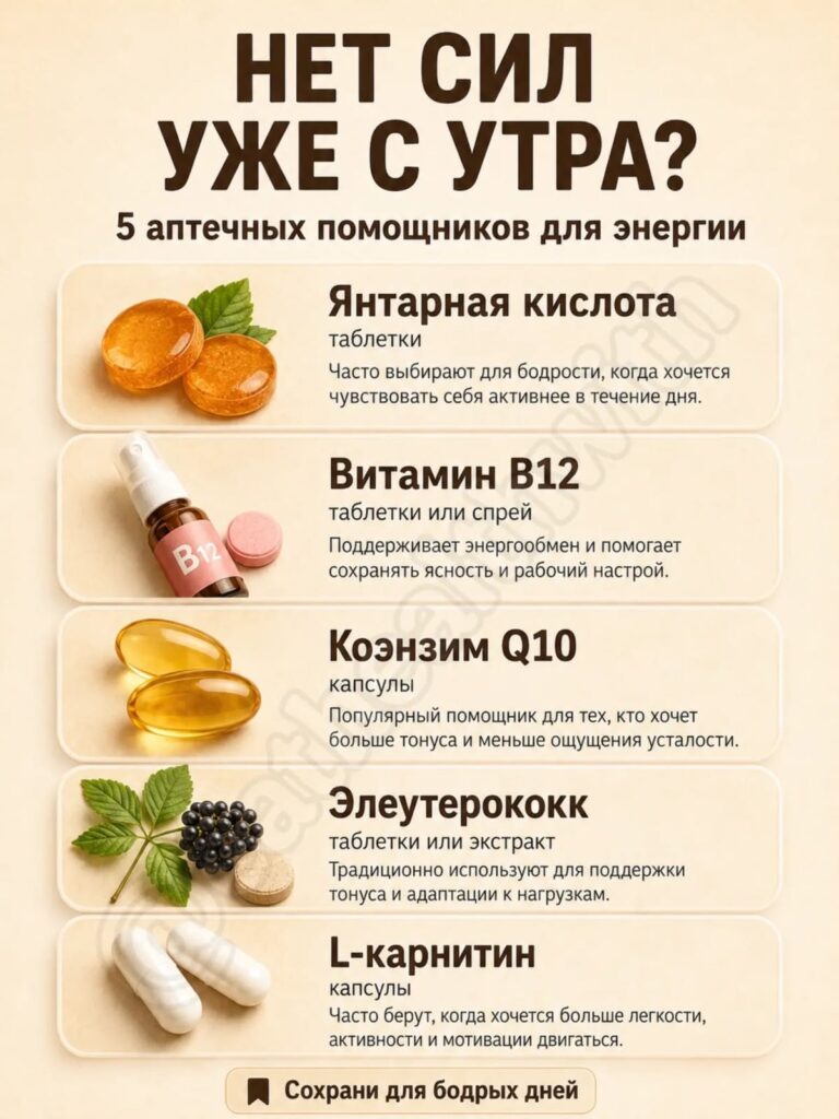 5 аптечных средств для энергии: как взбодриться без кофе и энергетиков
